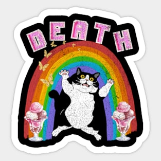 Death Weirdcore Pastel Goth Cat Rainbow Ice Cream Punk Sticker